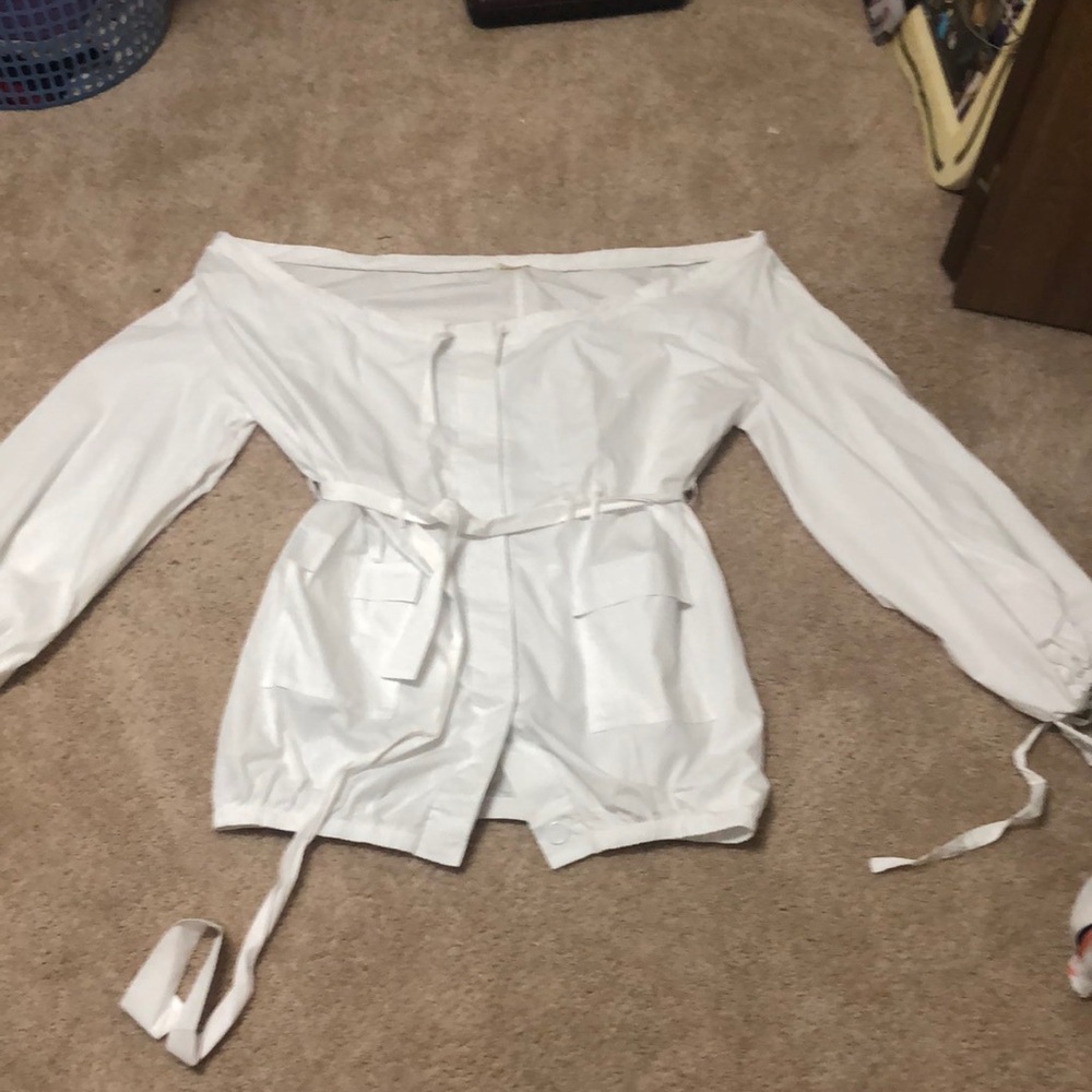 Button up off-the-shoulder mini shirt dress